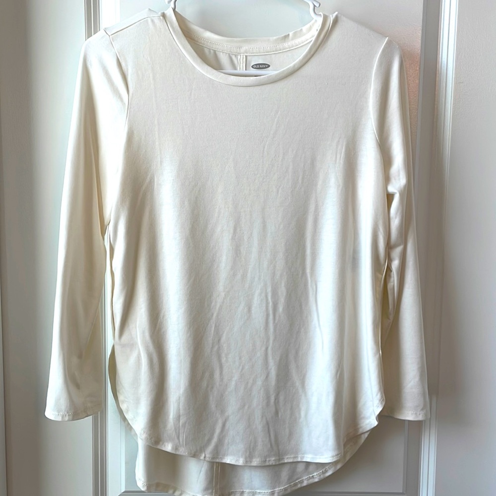Old Navy Super Soft Long Sleeve White/Cream T-Shirt
